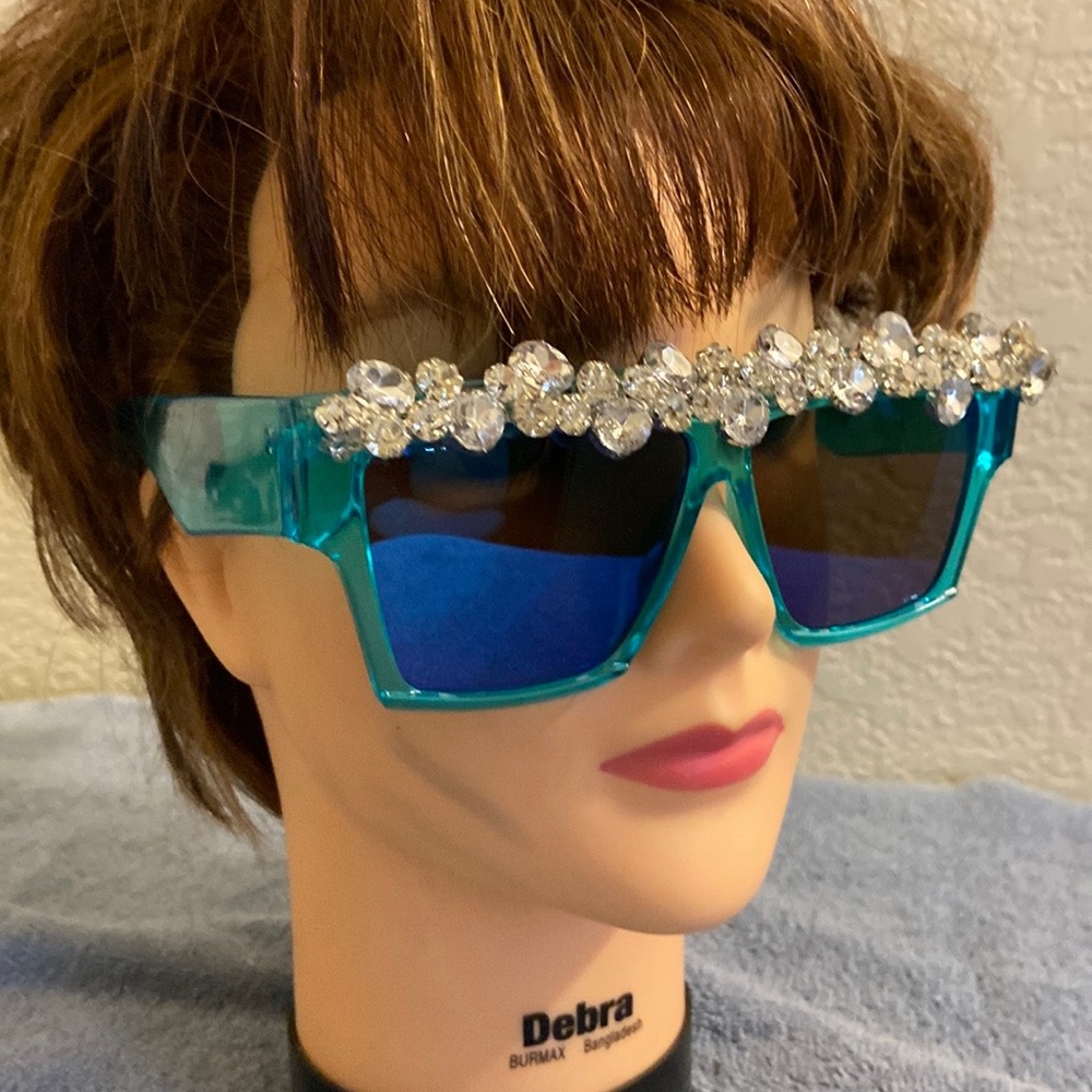 Blue Oversized Square Diamond Rhinestone S003 - Picture 1 of 7